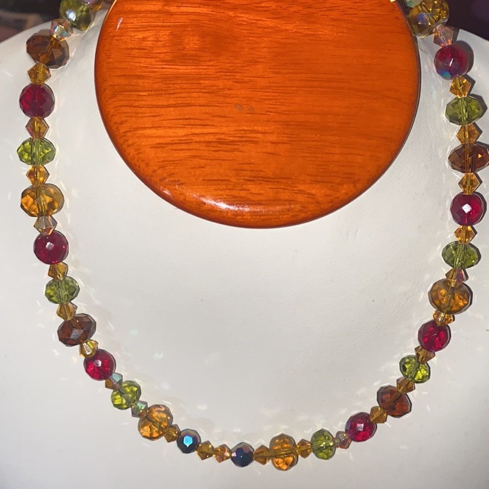 Vintage Earth Tone Faceted Crystals Necklace